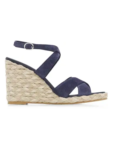 Stuart Weitzman Women's Alyssa Snake-Embossed Leather Wedge Sandals - Nice Blue | Thumbnail 1