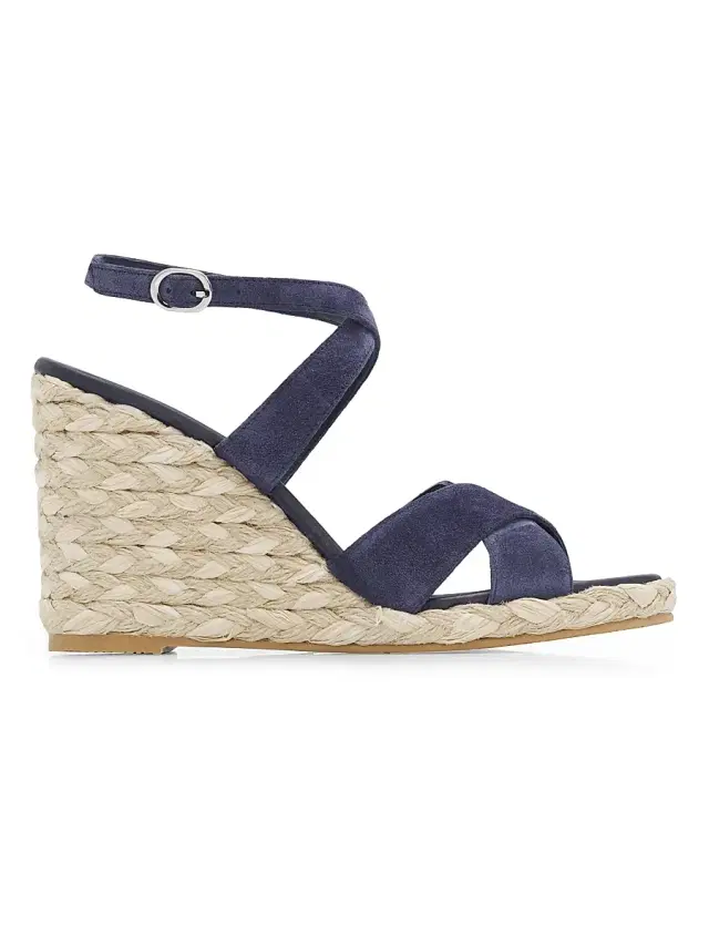 Stuart Weitzman Women's Alyssa Snake-Embossed Leather Wedge Sandals - Nice Blue