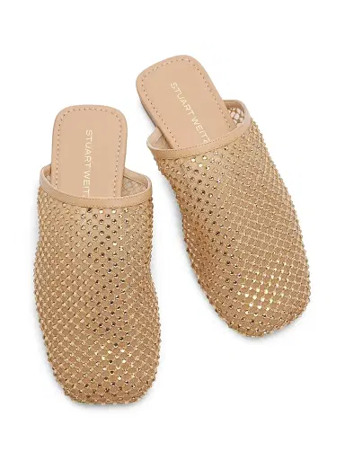 Stuart Weitzman Women's Bareitall Shine Crystal-Embellished Mules - Adobe | Thumbnail 4