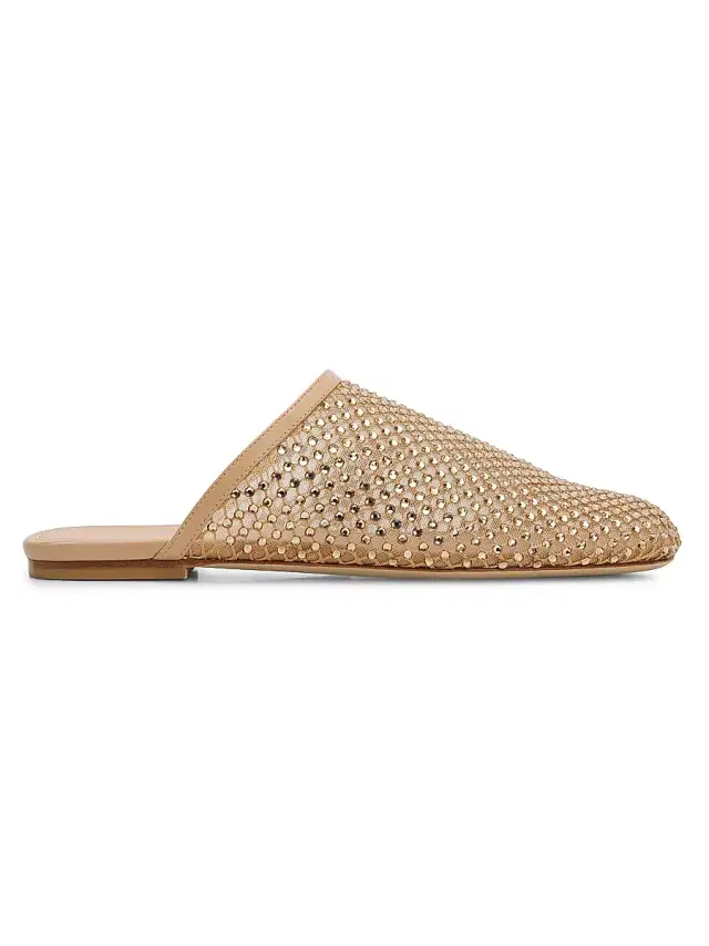 Stuart Weitzman Women's Bareitall Shine Crystal-Embellished Mules - Adobe
