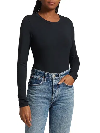 rag & bone Women's Icons Luca Long-Sleeve Top - Black - Size Small | Thumbnail 3