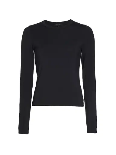 rag & bone Women's Icons Luca Long-Sleeve Top - Black - Size Small | Thumbnail 1