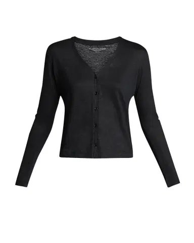 MAJESTIC FILATURES V-Neck Button-Down Long-Sleeve Stretch-Linen Cardigan | Thumbnail 5