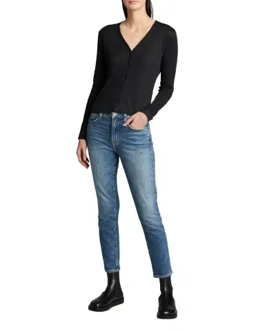 MAJESTIC FILATURES V-Neck Button-Down Long-Sleeve Stretch-Linen Cardigan | Thumbnail 1