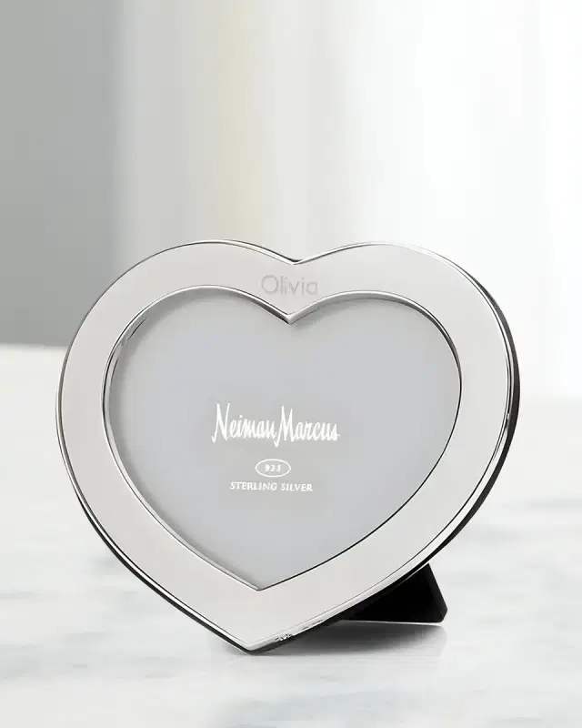 Cunill America Tiffany Heart Sterling Silver Personalized Picture Frame, 4x6