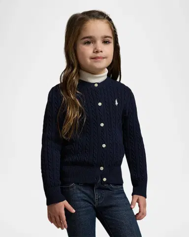 Polo Ralph Lauren Girl's Cable-Knit Ribbed Cardigan | Thumbnail 4 Polo Ralph Lauren Girl's Cable-Knit Ribbed Cardigan | Thumbnail 4