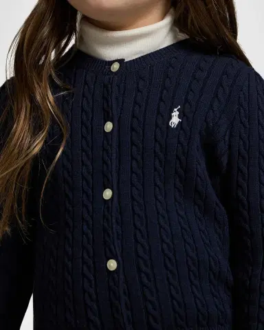 Polo Ralph Lauren Girl's Cable-Knit Ribbed Cardigan | Thumbnail 5 Polo Ralph Lauren Girl's Cable-Knit Ribbed Cardigan | Thumbnail 5