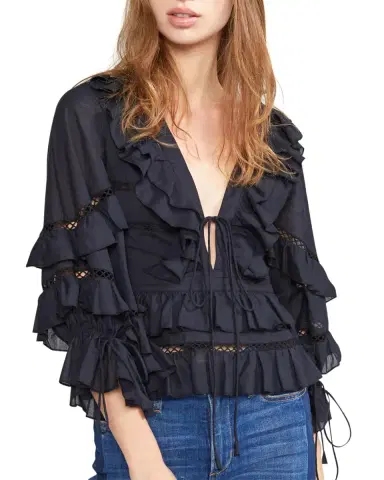 Cynthia Rowley Stella Tie-Front Tiered Ruffle Top | Thumbnail 2