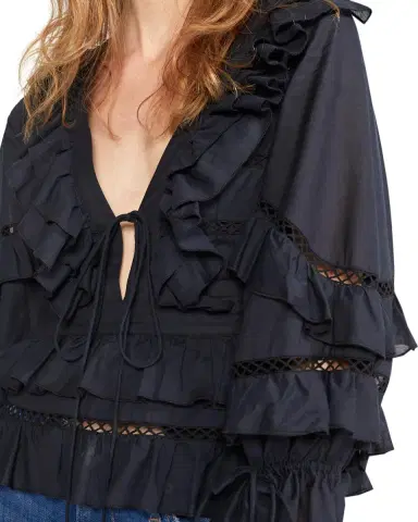 Cynthia Rowley Stella Tie-Front Tiered Ruffle Top | Thumbnail 3