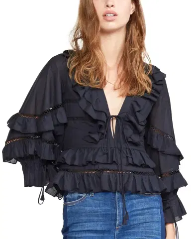 Cynthia Rowley Stella Tie-Front Tiered Ruffle Top | Thumbnail 1