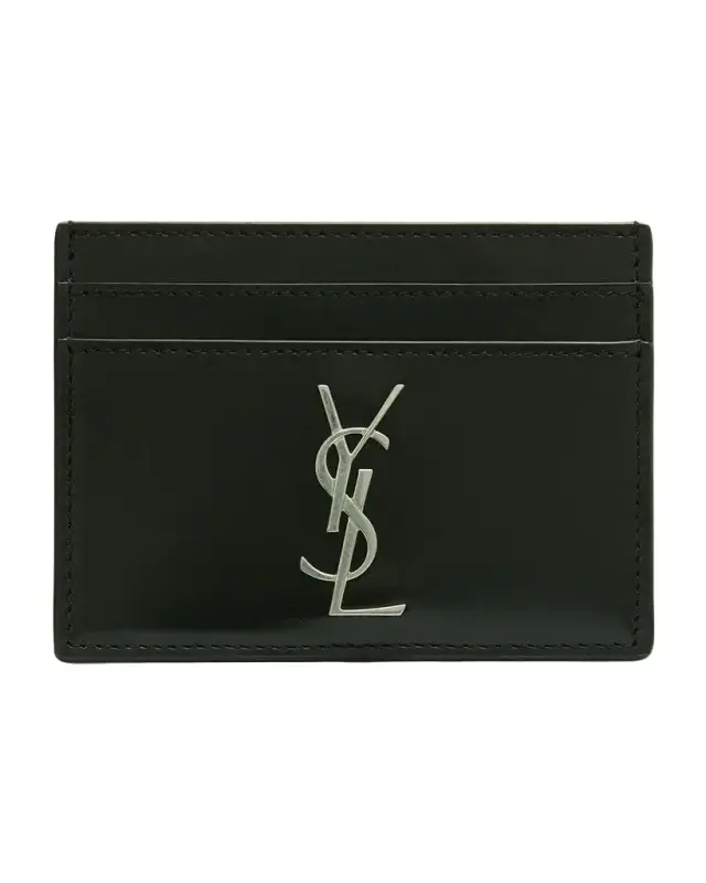 Saint Laurent Men 's YSL Monogram Leather Card Case