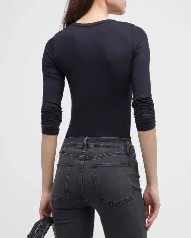 Majestic Filatures Soft Touch Flat-Edge Long-Sleeve Crewneck Top | Thumbnail 3
