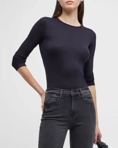Majestic Filatures Soft Touch Flat-Edge Long-Sleeve Crewneck Top | Thumbnail 4