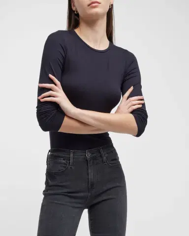 Majestic Filatures Soft Touch Flat-Edge Long-Sleeve Crewneck Top | Thumbnail 7