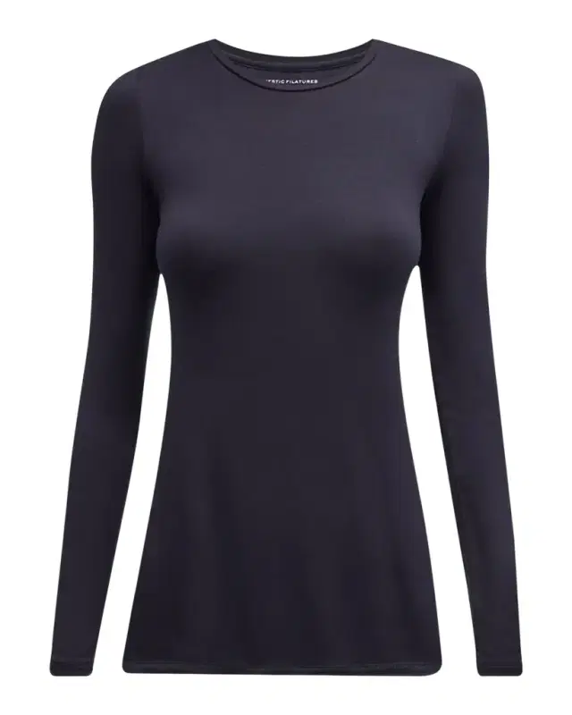Majestic Filatures Soft Touch Flat-Edge Long-Sleeve Crewneck Top