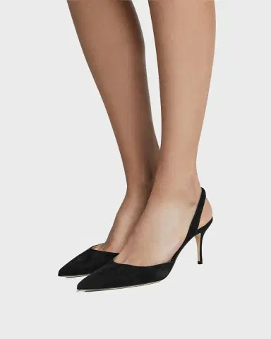 Manolo Blahnik Carolyne Suede Mid-Heel Slingback Pump | Thumbnail 2