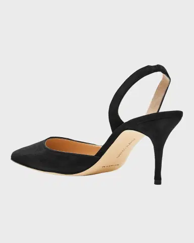 Manolo Blahnik Carolyne Suede Mid-Heel Slingback Pump | Thumbnail 4