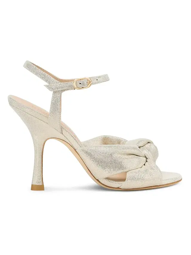 Stuart Weitzman Women's Soplaya 100MM Leather Ankle-Wrap Sandals - Linen