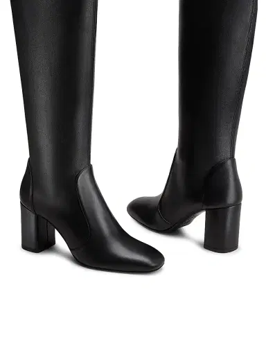 Stuart Weitzman Women's Lucie 75MM Leather Boots - Black | Thumbnail 4