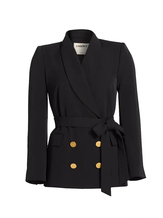 L'AGENCE Women's Aven Wrap Double-Breasted Blazer - Black
