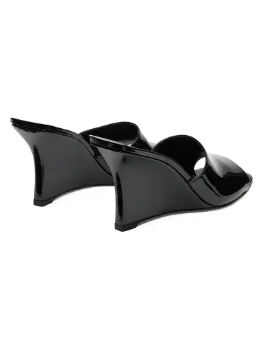 Stuart Weitzman Women's Vinnie 85MM Wedge-Heel Patent Leather Mules - Black - Size 9 | Thumbnail 3 Stuart Weitzman Women's Vinnie 85MM Wedge-Heel Patent Leather Mules - Black - Size 9 | Thumbnail 3