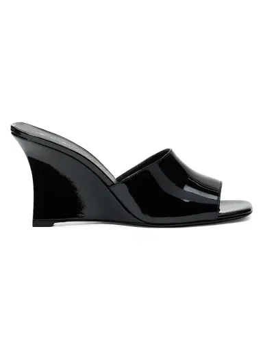 Stuart Weitzman Women's Vinnie 85MM Wedge-Heel Patent Leather Mules - Black - Size 9 | Thumbnail 1 Stuart Weitzman Women's Vinnie 85MM Wedge-Heel Patent Leather Mules - Black - Size 9 | Thumbnail 1