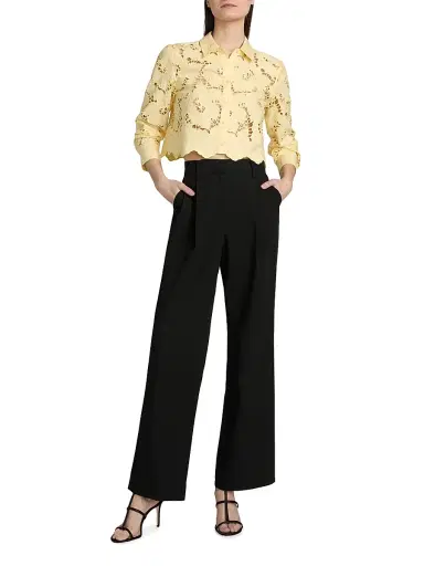 L'Agence Women's Seychelle Floral Cotton Eyelet Crop Blouse | Thumbnail 2 L'Agence Women's Seychelle Floral Cotton Eyelet Crop Blouse | Thumbnail 2