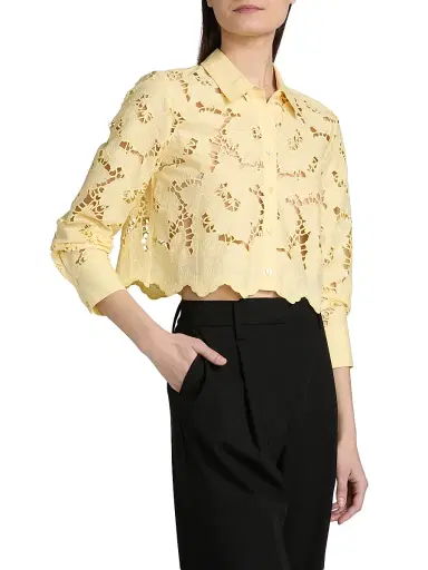 L'Agence Women's Seychelle Floral Cotton Eyelet Crop Blouse | Thumbnail 4 L'Agence Women's Seychelle Floral Cotton Eyelet Crop Blouse | Thumbnail 4
