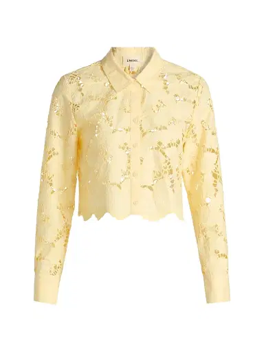 L'Agence Women's Seychelle Floral Cotton Eyelet Crop Blouse | Thumbnail 1 L'Agence Women's Seychelle Floral Cotton Eyelet Crop Blouse | Thumbnail 1