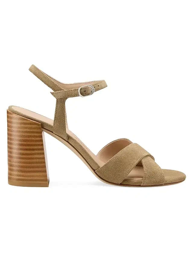 Stuart Weitzman Women's Alyssa 85MM Crisscross Suede Sandals - Golden Olive