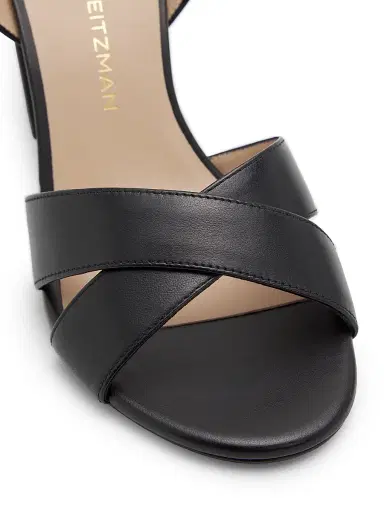 Stuart Weitzman Women's Alyssa 85MM Leather Block Sandals - Black | Thumbnail 6