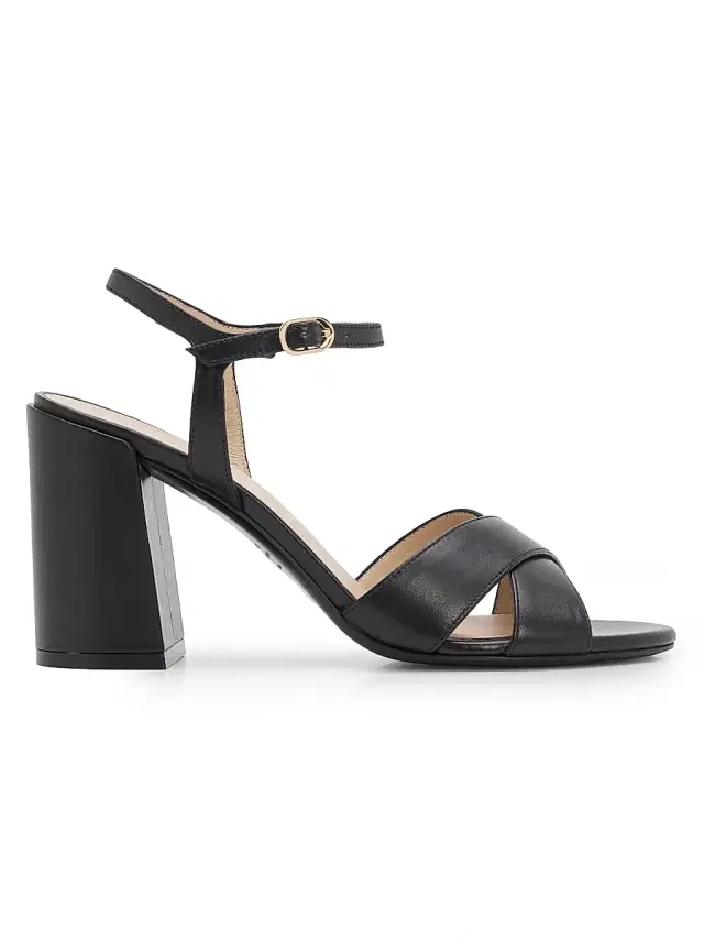 Stuart Weitzman Women's Alyssa 85MM Leather Block Sandals - Black