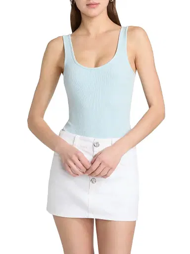 L'Agence Women's Nica Scoopneck Rib-Knit Bodysuit - Cool Blue - Size XL | Thumbnail 3