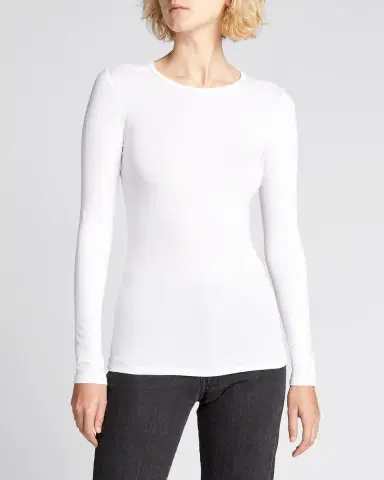 Majestic Filatures Soft Touch Flat-Edge Long-Sleeve Crewneck Top | Thumbnail 2