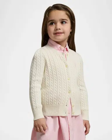 Polo Ralph Lauren Girl's Cable-Knit Ribbed Cardigan, Size -6X | Thumbnail 3