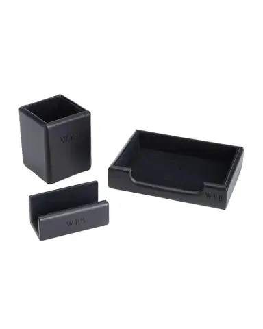 Royce New York Monogrammed Leather Executive Desk Accessory Set, Personalized | Thumbnail 3