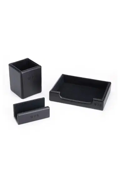 Royce New York Monogrammed Leather Executive Desk Accessory Set, Personalized | Thumbnail 4