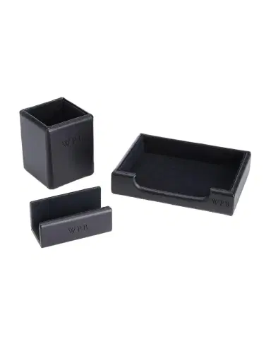 Royce New York Monogrammed Leather Executive Desk Accessory Set, Personalized | Thumbnail 1