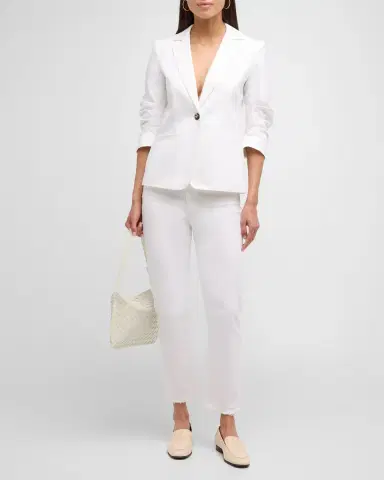 Cinq à Sept Khloe 3/4-Sleeve White Denim Blazer | Thumbnail 2 Cinq à Sept Khloe 3/4-Sleeve White Denim Blazer | Thumbnail 2