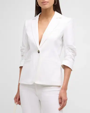 Cinq à Sept Khloe 3/4-Sleeve White Denim Blazer | Thumbnail 4 Cinq à Sept Khloe 3/4-Sleeve White Denim Blazer | Thumbnail 4
