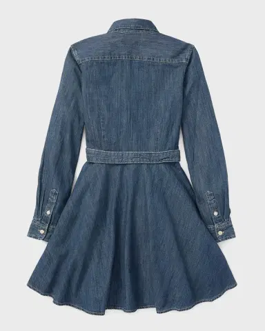 Polo Ralph Lauren Girl 's Belted Fit-and-Flare Denim Shirtdress | Thumbnail 2