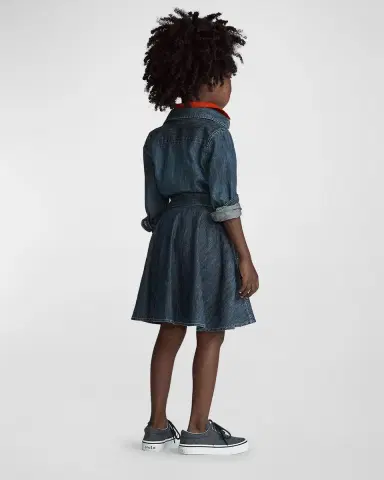 Polo Ralph Lauren Girl 's Belted Fit-and-Flare Denim Shirtdress | Thumbnail 5