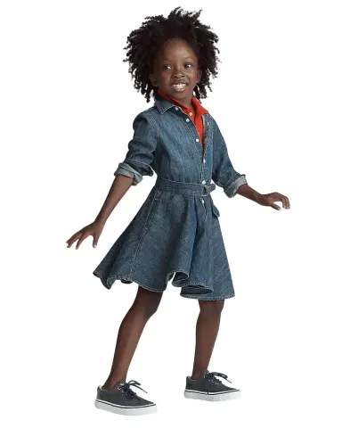 Polo Ralph Lauren Girl 's Belted Fit-and-Flare Denim Shirtdress | Thumbnail 1