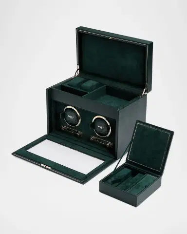 Wolf British Racing Double Watch Winder with Storage | Thumbnail 3 Wolf British Racing Double Watch Winder with Storage | Thumbnail 3