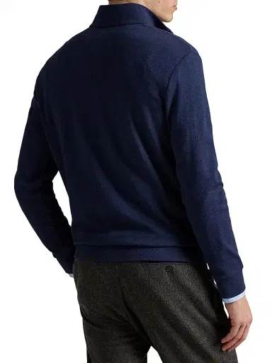 Polo Ralph Lauren Men's Luxury Textured Quarter-Zip Sweatshirt - Spring Navy Heather Blackboot - Size XXL | Thumbnail 4 Polo Ralph Lauren Men's Luxury Textured Quarter-Zip Sweatshirt - Spring Navy Heather Blackboot - Size XXL | Thumbnail 4