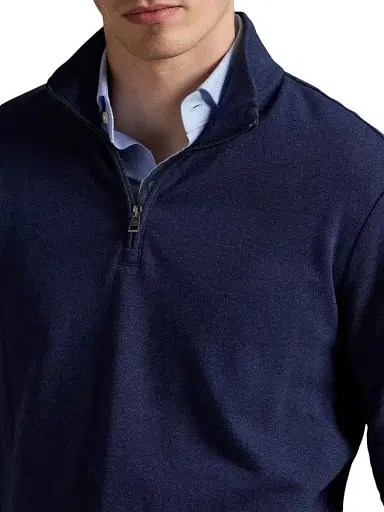 Polo Ralph Lauren Men's Luxury Textured Quarter-Zip Sweatshirt - Spring Navy Heather Blackboot - Size XXL | Thumbnail 5 Polo Ralph Lauren Men's Luxury Textured Quarter-Zip Sweatshirt - Spring Navy Heather Blackboot - Size XXL | Thumbnail 5
