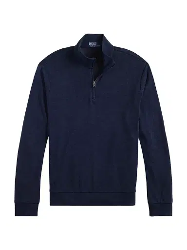 Polo Ralph Lauren Men's Luxury Textured Quarter-Zip Sweatshirt - Spring Navy Heather Blackboot - Size XXL | Thumbnail 1 Polo Ralph Lauren Men's Luxury Textured Quarter-Zip Sweatshirt - Spring Navy Heather Blackboot - Size XXL | Thumbnail 1