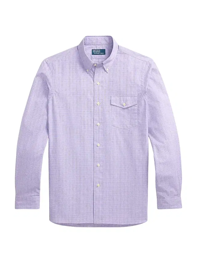 Polo Ralph Lauren Men's Classic-Fit Glen Plaid Poplin Shirt - White Lavender - Size XXL
