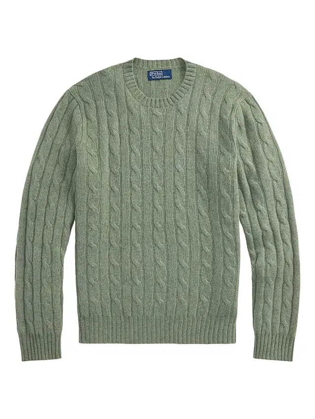 Polo Ralph Lauren Men's Cable-Knit Cashmere Crewneck Sweater - Fern Green Heather