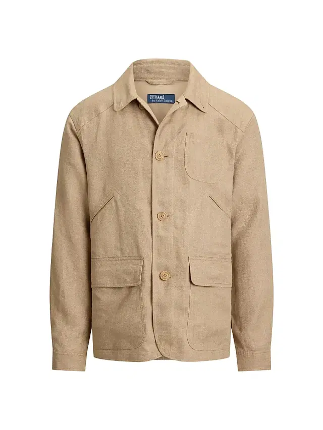 Polo Ralph Lauren Men's Herringone Linen 5-Pocket Work Jacket - Natural Herringbone